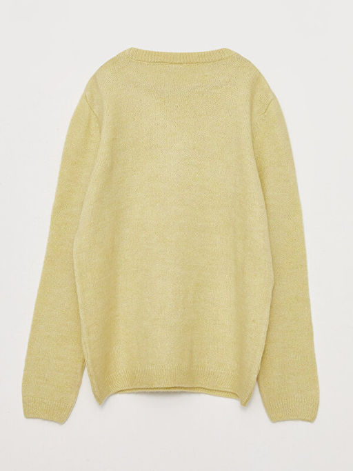 Bisiklet Yaka Desenli Uzun Kollu K?z ?ocuk Triko Kazak - Waikiki фото 2