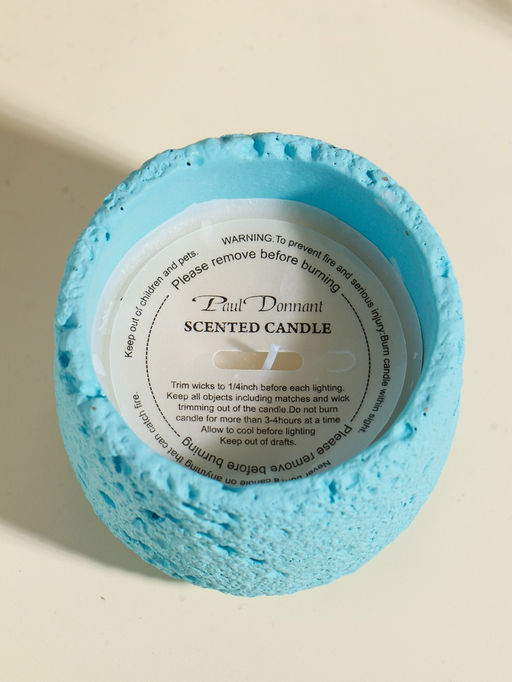 Свеча в вулканическом подсвечнике "Лава" голубая 8,5х8,5х7,5 см