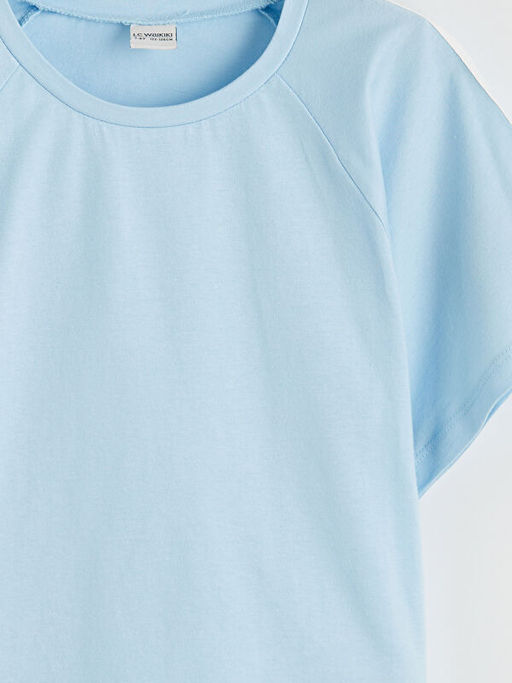 Bisiklet Yaka ?eritli Bol Fit K?z ?ocuk Ti??rt