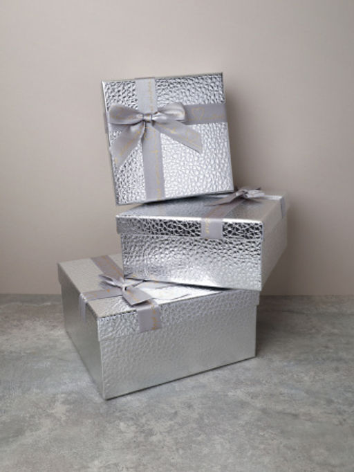Коробка подарочная квадратная 3 штуки 19х19 см / 3403-A22-S /уп 36/серебро - ГалеонТрейд фото 2