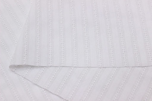 Фактурный хлопок Мережка-полоска цв.белый, ш.1.4м, хлопок-100%, 105гр/м.кв - Купава фото 3