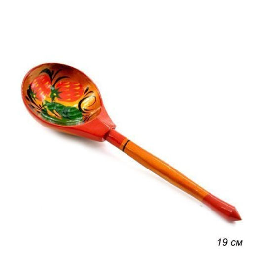 Ложка деревянная столовая полубаская роспись хохломская традиционная микс 1/ - Галеонтрейд фото 2