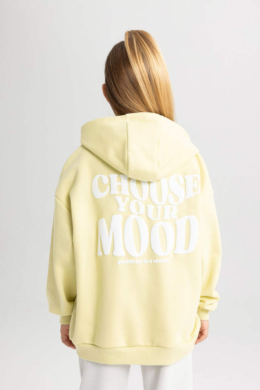 Толстовка оверсайз для девочек с капюшоном и мягкой ворсистой подкладкой - Defacto фото 6