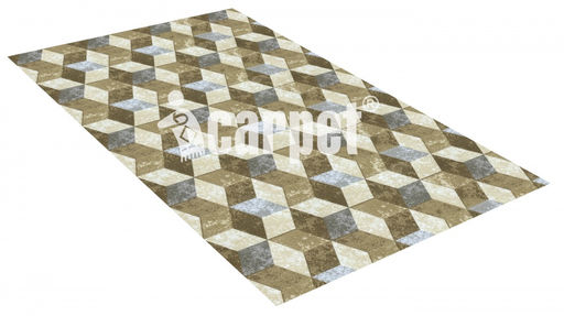 Коврик вырезной icarpet PRINT антискользящий (141) "3D Куб" 80х120 серо-бежевый