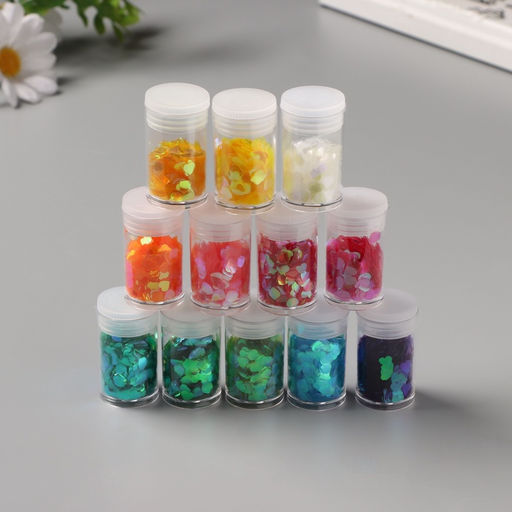 Декор для творчества в банке «Неоновые сердца», набор 12 шт., 13.4×8.8×3 см