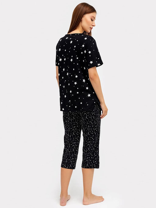 Комплект женский (джемпер, бриджи) черный с принтом мелкие звезды - Mark formelle фото 3