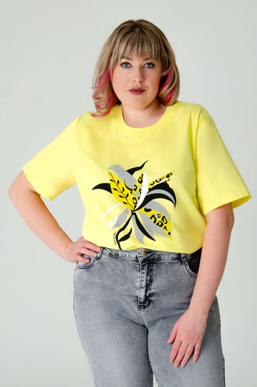 Арт. 3-1150 Футболка женская 50-58 (5 шт) Цвет:желтый - Калинка фото 2