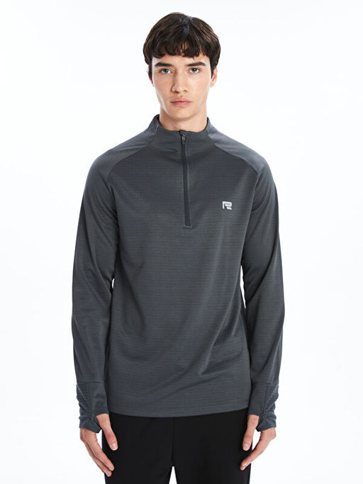 Dik Yaka Uzun Kollu Erkek Spor Ti??rt