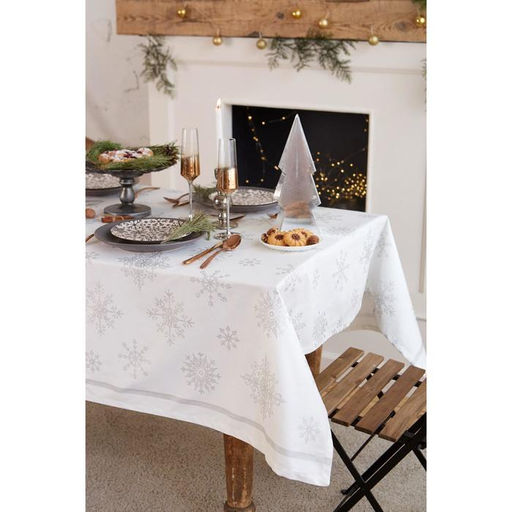 Скатерть новогодняя «Этель» Серебряные снежинки 149×110 ±3 см, 100%хл, 190 г/м²