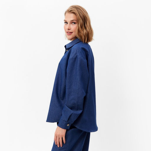 Рубашка женская MINAKU: Jeans Collection, размер 50, синяя