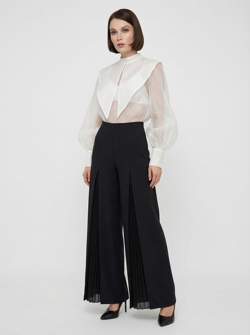 Блузка из органзы со съемным воротником OD-930-1 синий