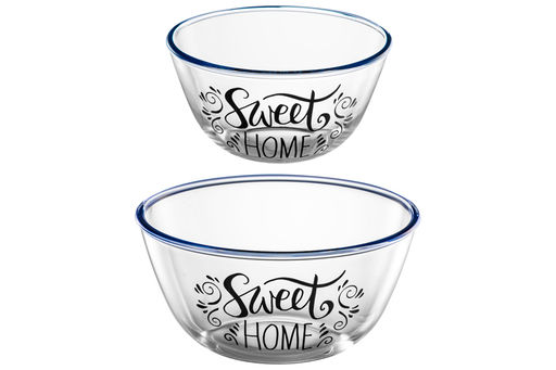 Набор 2 салатников 1050 мл 17*17*9 см + 2,1л 21*21*10,5 см "Crystal glass" "Sweet home" стекло