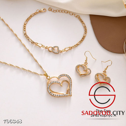 Комплект бижутерии 3в1 с сердечками
