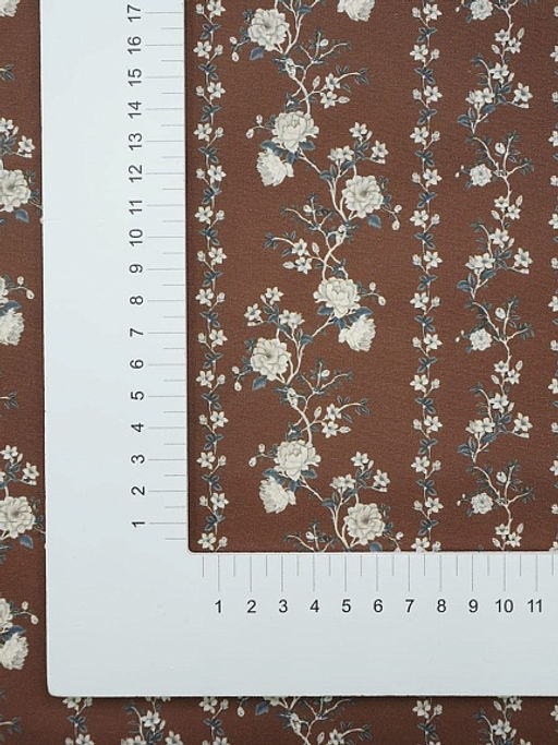 Импорт. хлопок Digital Цветущие дорожки цв.бежево-коричневый, ш.1.4м, хлопок-100%, 135гр/м.кв - Купава фото 4