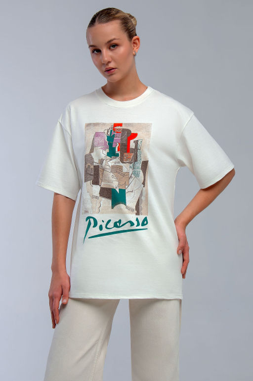 Арт. 31124 Футболка женская оверсайз 44-52 (5 шт) Цвет:молочный - Калинка фото 7