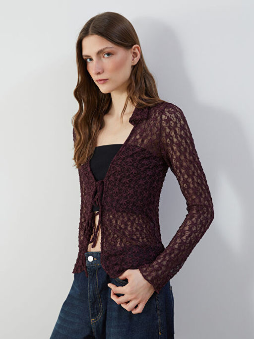 Polo Yaka Dantelli Kad?n H?rka