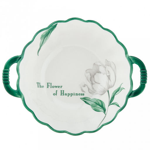 Зе Флауэр оф Хепинис (The Flower of Happiness) Салатник фарфоровый 620мл, 20,4х16,6х6см, фигурный, с ручками, с деколью, отводка (Китай)