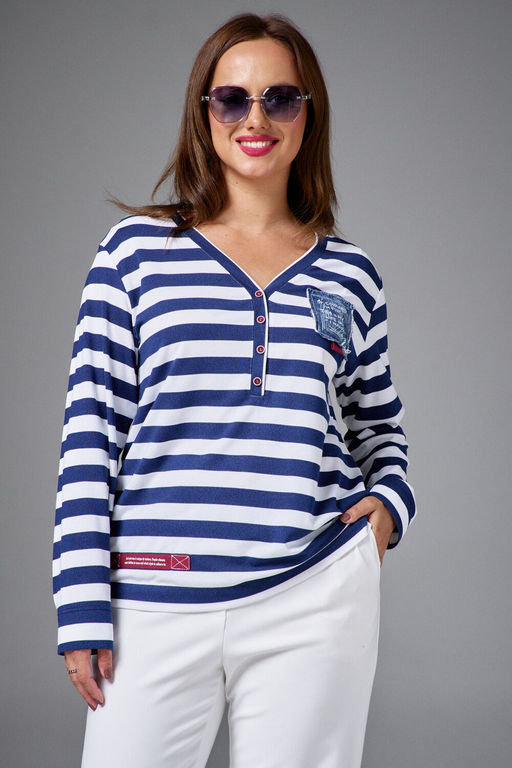 Джемпер AVE RARA 2248 бело-синяя полоска
