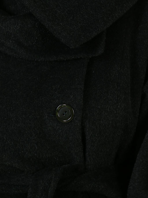 Белорусское полупальто с поясом черного цвета - Almond фото 2