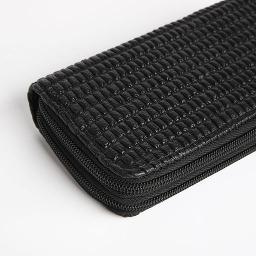 Кошелёк женский на молниях с ремешком, 19×4×9.5 см, текстурный, чёрный