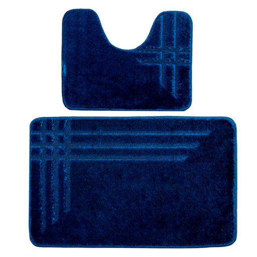 Коврик для в/к Comfort Linea из 2 шт 60х100/50х60см 10мм (синий)/BANYOLIN/