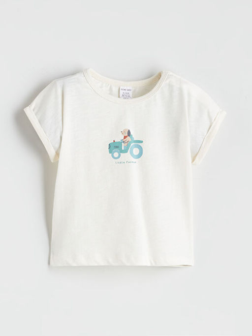 Bask?l? Erkek Bebek Ti??rt ve Pantolon 2li