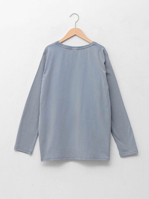 Bisiklet Yaka Bask?l? Uzun Kollu Erkek ?ocuk Ti??rt - Waikiki фото 2