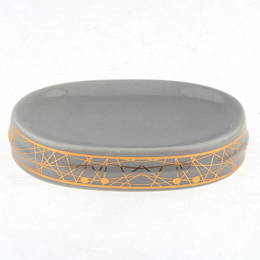 Набор для ванной "Золотые нити" 4 предмета: дозатор для мыла 360мл, д6,4см, h12,3см, основание д7,8см; мыльница 12х8х2,6см; стакан для зубных щеток с разделителем 350мл, д6,6см, h11см, основание д8см, стакан 350мл, д6,6см, h10,3см, основание д8см; фу