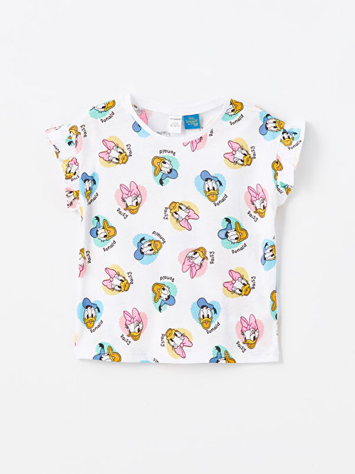 Bisiklet Yaka Daisy Duck Bask?l? K?z Bebek Ti??rt