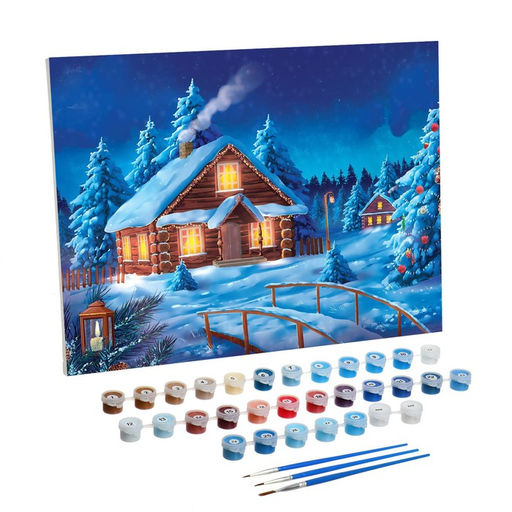 Новогодняя картина по номерам на холсте с подрамником «Новый год! Рождественский вечер», 30×40 см