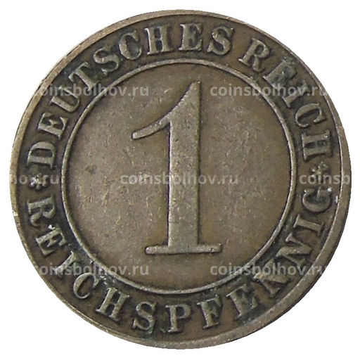 Монета 1 рейхспфенниг 1929 года A Германия