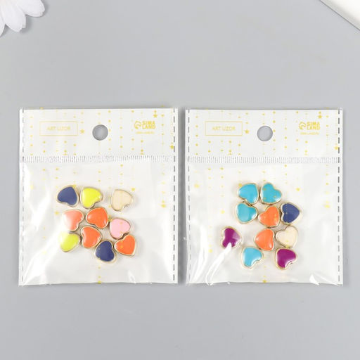 Набор бусин для творчества пластик Сердечки, яркий глянец МИКС 10 шт 1,2х1,2 см - Арт узор фото 5