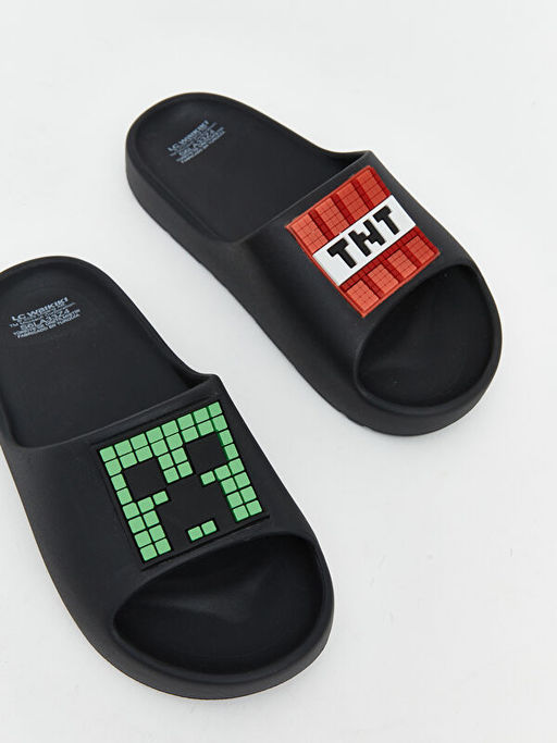 Minecraft Bask?l? Erkek ?ocuk Plaj Terli?i