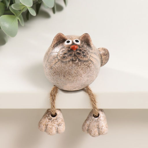 Сувенир керамика "Круглая кошечка с висячими лапками" 4,9х4,8х5,3 см