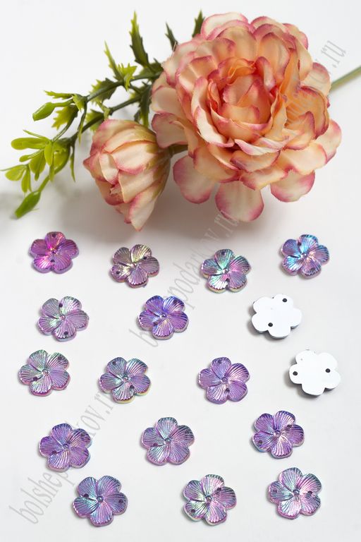 Стразы "Цветок" 15 мм (100 шт) SF-804, фиолетовый радужный