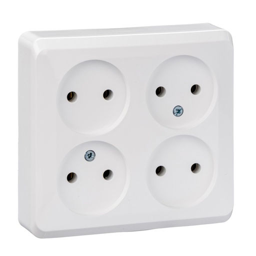 Розетка четверная SE «Этюд», 250 В, 16 А, IP20, накладная, без заземления, белая, PA16-205B