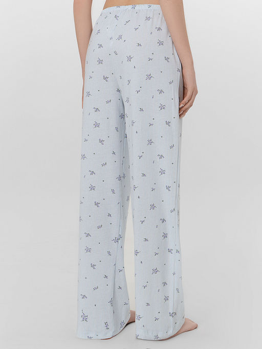 Брюки домашние женские голубые с цветочным принтом - Mark formelle фото 2
