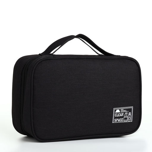 Косметичка-несессер дорожная на молнии, с крючком, с ручкой, чёрная - Simaland фото 5