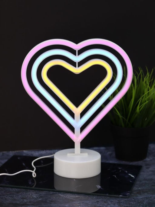 Неоновый LED ночник настольный "Native hearts", свечение mix (28*23 см)