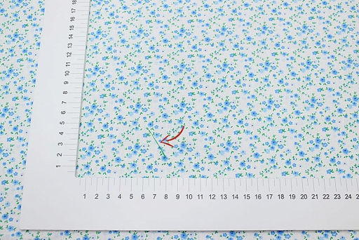 Ситец Цветики (голубые на белом), ш.0.8м, хлопок-100%, 100гр/м.кв - Купава фото 2