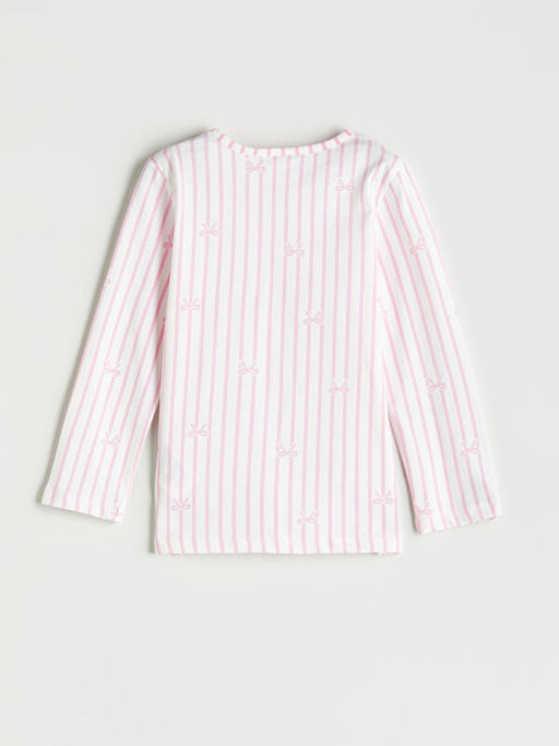 Bisiklet Yaka Fiyonk Desenli K?z ?ocuk Pijama ?st