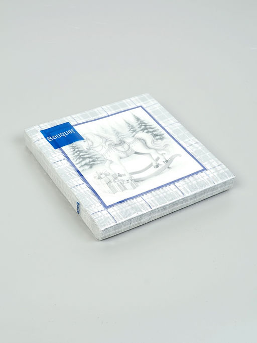 Цена за 3 шт. Салфетки бумажные трёхслойные Скатерть с лошадью на серебре, 33?33, 20 шт.