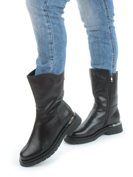 Z4228M BLACK Полусапоги зимние женские (натуральная кожа, натуральный мех) - Фабричный китай фото 2