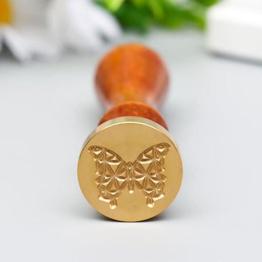 Печать для сургуча с деревянной ручкой «Бабочка 3D», 9×2.5×2.5 см