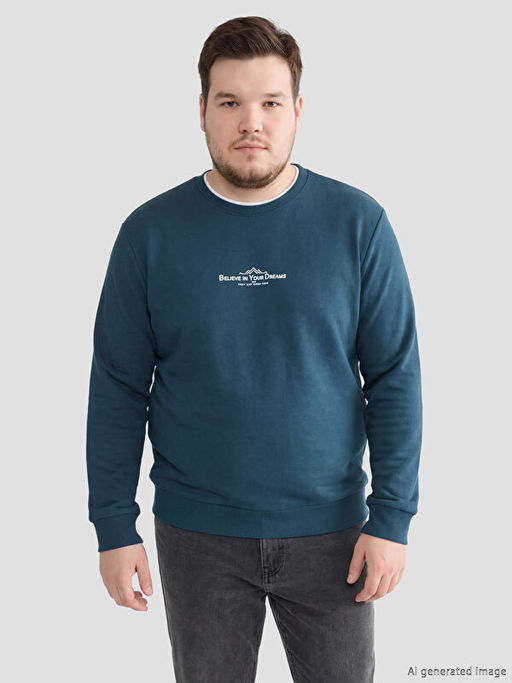 Bisiklet Yaka Bask?l? Erkek Sweatshirt - Waikiki фото 2