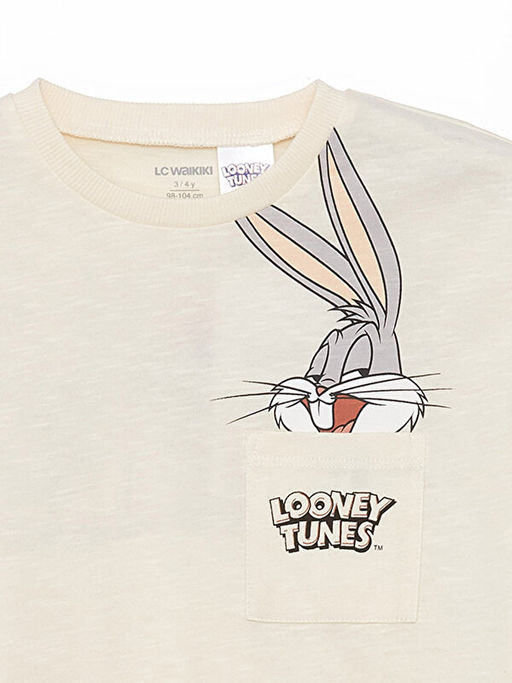 Bisiklet Yaka Bugs Bunny Bask?l? Erkek Bebek Ti??rt - Waikiki фото 3