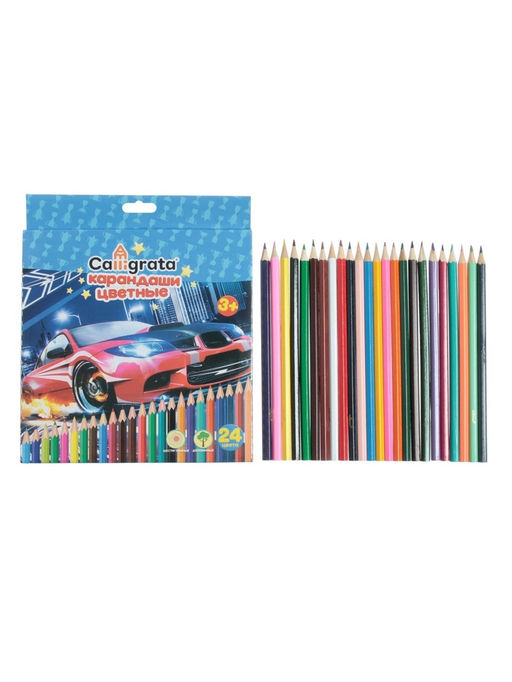 Карандаши Calligrata «Машинка», цветные, 24 цвета