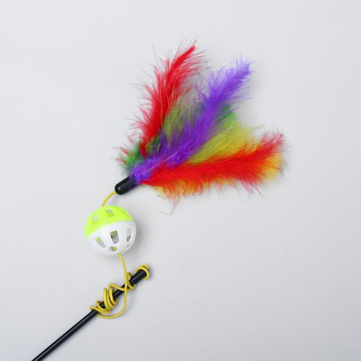 Дразнилка-удочка с пластиковым шариком и перьями, микс цветов - Пижон фото 2