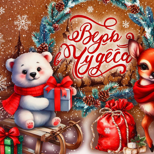 Пакет подарочный новогодний ламинированный горизонтальный Зверята, L 40?31?11.5 см