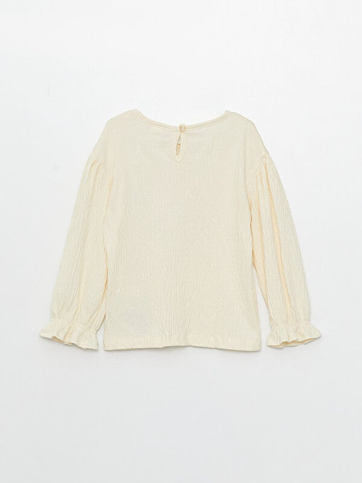 Bisiklet Yaka Uzun Kollu Nak?? Detayl? K?z Bebek Ti??rt - Waikiki фото 2